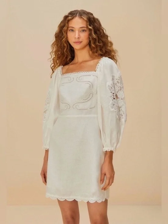 Farm Rio embroidered euroflax premium linen mini dress size small - Picture 1 of 13